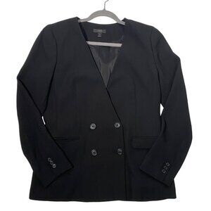 J.Crew Womens Double-Breasted Black Blazer Size 10 collarless business office